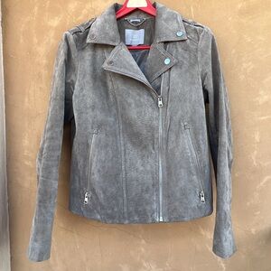 Soia & Kyo Taupe Gray Suede Moto Jacket Size Medium